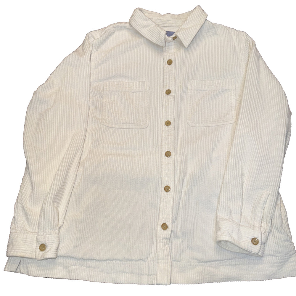 L.L.Bean Cream Corduroy Shacket Shirt Jacket Women 1X Plus